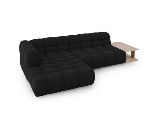 Cosmopolitan Design Modulaire hoekbank links Sky 4-zits, flueel, zwart - 162x297x70cm