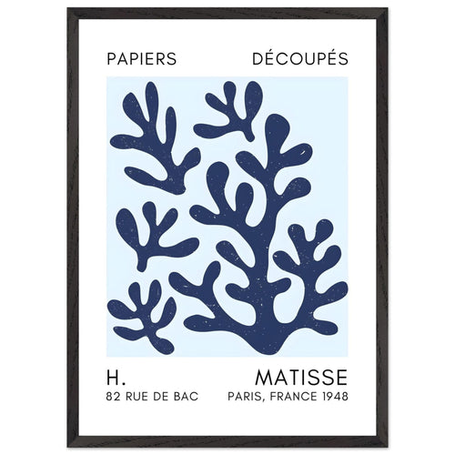 Artfulprints Poster met Lijst Matisse – Coral shadows navy blue I   - 50x70 cm - Blauw