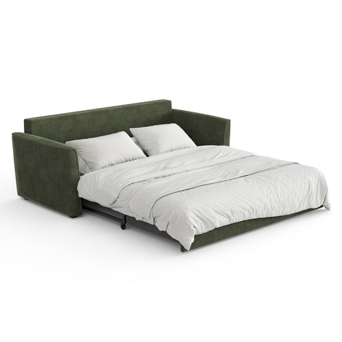 Sia Home - Rechte bank LUXO - Zacht aanvoelende geweven stof - Kaki groen - 180cm