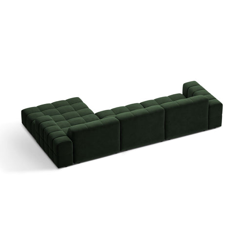 Cosmopolitan Design - Rechter hoekbank Chicago 4-zits, flueel flessengroen - 167x294x78cm