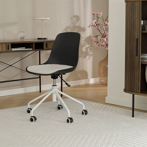 Nolon Nout-Liv Bureaustoel Zwart - Beige Kussen - Wit Onderstel