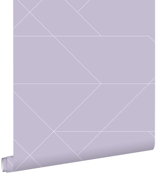 ESTAhome behang grafische lijnen lila paars - 53 cm x 10.05 m - 139574