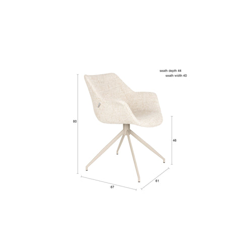 Zuiver Doulton Eetkamerstoelen Armleuning Beige - Set van 2