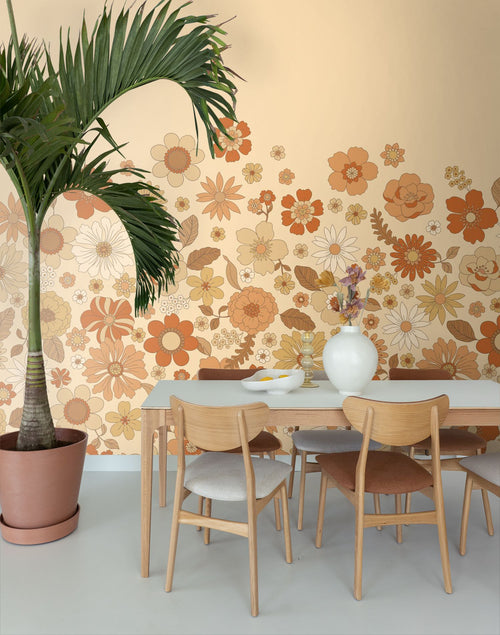 ESTAhome fotobehang retro bloemen oranje - 2.5 x 2.79 m - 159588