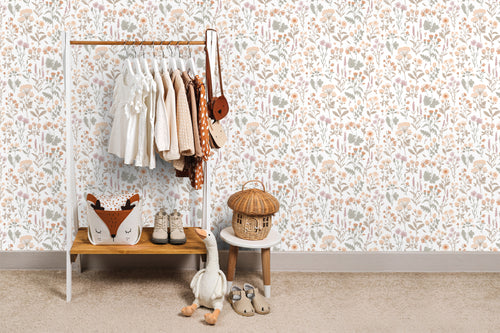 Sanders & Sanders behang veldbloemen lichtpaars, terracotta, geel en groen - 50 x 900 cm - 935383