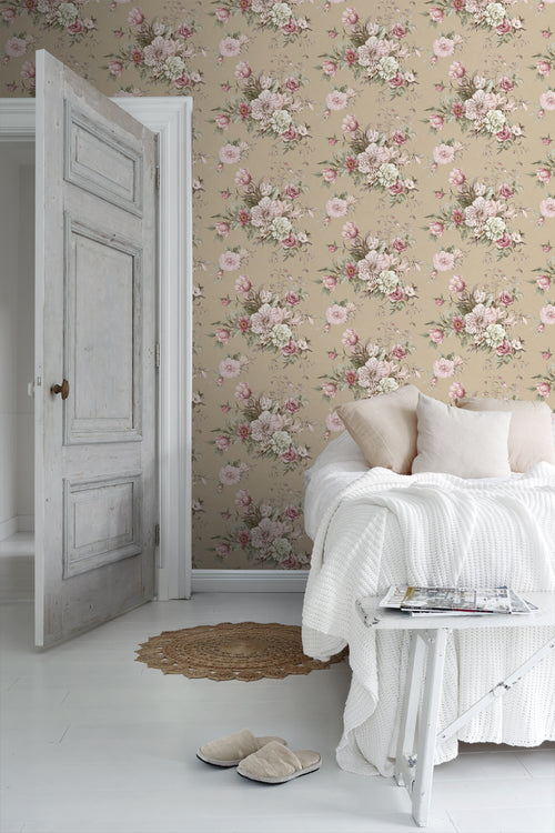 Borastapeter behang bloemstilleven roze - 53 cm x 10.05 m - 660257 - vtwonen shop