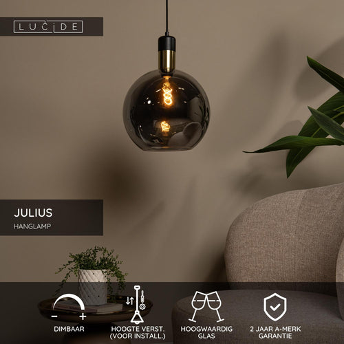 Lucide hanglamp JULIUS - 1xE27 - Fumé
