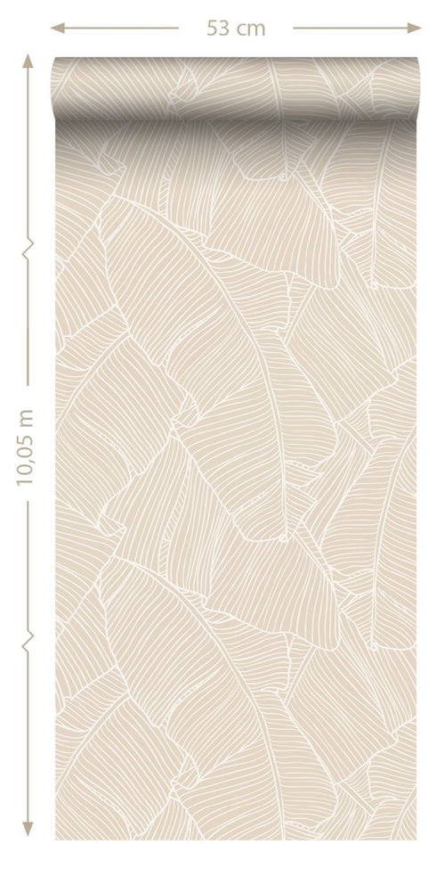 ESTAhome behang bladeren beige - 53 cm x 10.05 m - 130931