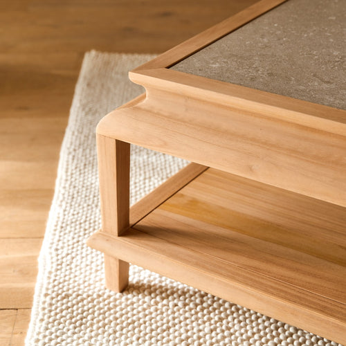 Tikamoon Vierkante salontafel van massief teak - Naturel - vtwonen shop