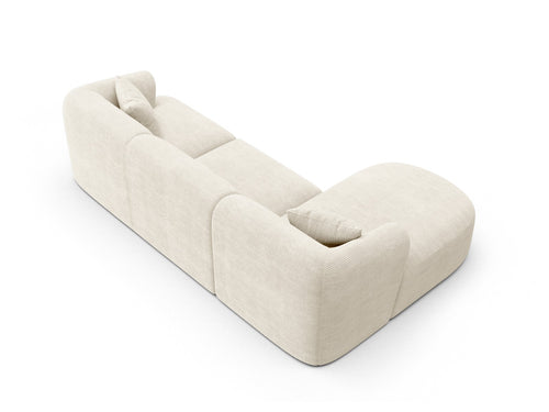 Cosmopolitan Design Modulaire hoekbank links Campi 4-zits, ribfluwelen ivoor - 156x256x70cm