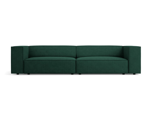 Cosmopolitan Design Bank Arendal 4-zits, chenille met ribbeleffect, flessengroen - 102x244x70cm