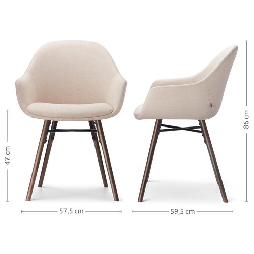 Nolon Nena-Mae Eetkamerstoel Beige - Armleuning - Walnoot
