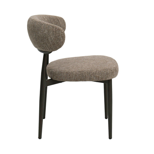 DÉJA Living Eetkamerstoel Milan - Taupe/Walnoot Stof - Set van 2 - vtwonen shop