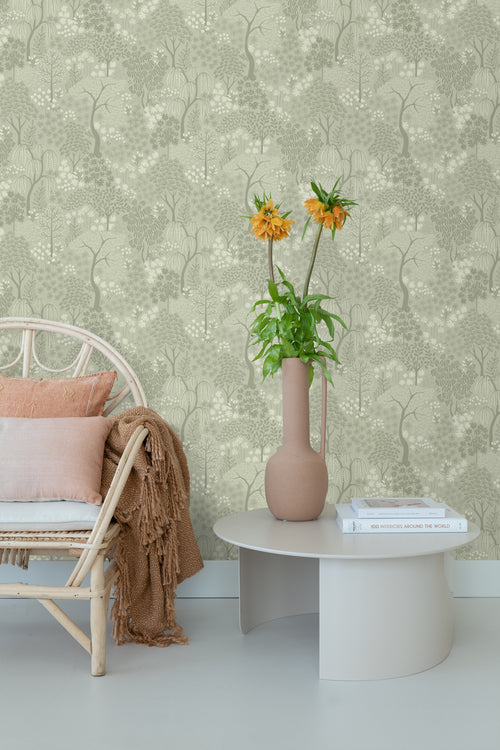 ESTAhome behang bomen en bloemen groen - 50 x 900 cm - 131646 - vtwonen shop