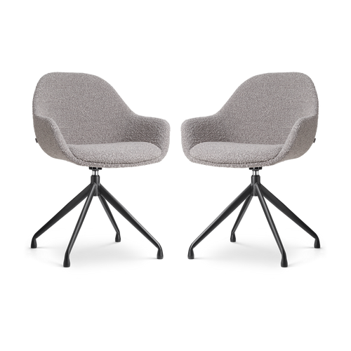 Nolon Nola-Mae Draaibare Eetkamerstoelen Bouclé Taupe - Zwart - 2x - vtwonen shop