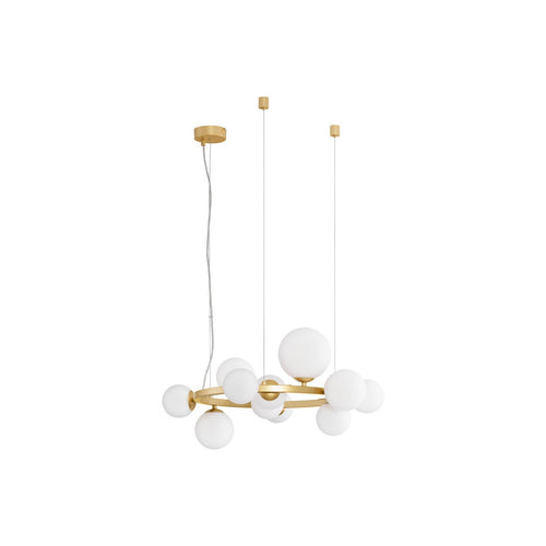Nova Luce ODILLIA Bolvormige hanglamp voor plafond, opaal, matgoud, LED G9 11x5W
