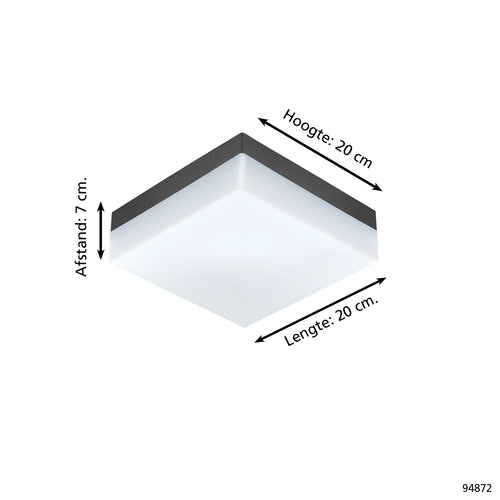 EGLO plafondlamp Sonella - wandlamp buiten - led - 21,5 cm - antraciet/wit