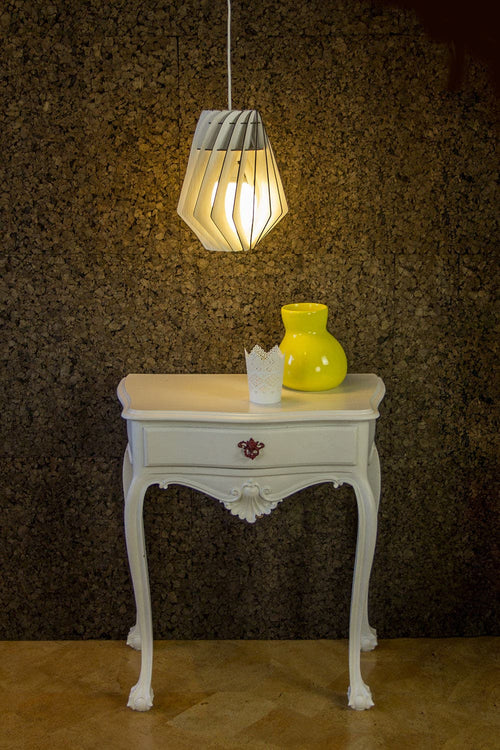 Bomerango Spin S houten hanglamp small - met koordset wit - Ø 25 cm - vtwonen shop