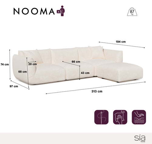 Sia Home - Modulaire hoekbank NOOMA - chenillefluweel  313cm