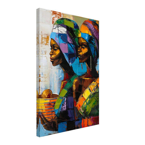 Artfulprints Canvas Colourful sisters canvas - 40x60 cm - Meerkleurig