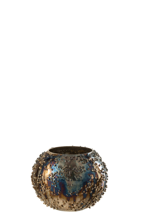 J-Line theelichthouder Lise - glas - bruin/goud - small - vtwonen shop