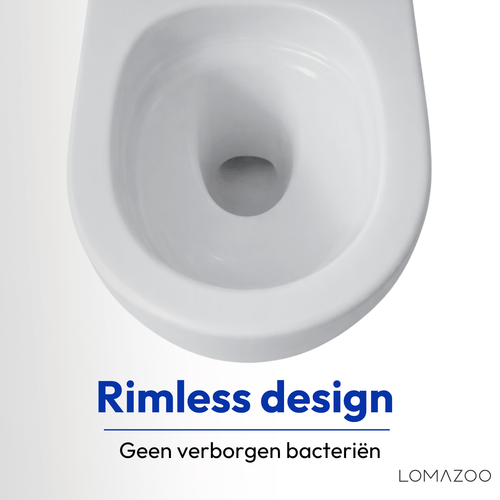 LOMAZOO hangtoiletset Linea - met inbouwreservoir & vierkante drukplaat - rond - zwart / wit
