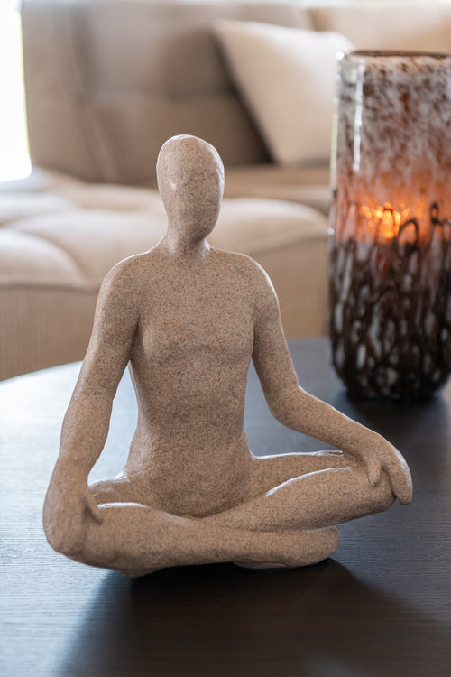 J-Line decoratie Beeld Yoga - polyresin - beige