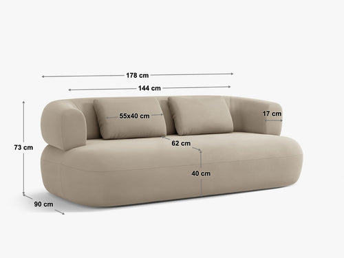 Micadoni Bank Jenny 2-zits, flueel chocolade - 90x178x73cm