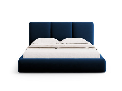Cosmopolitan Design Opbergbed met hoofdeinde Nicolas 200x200cm, flueel, koningsblauw - 220x220x100cm