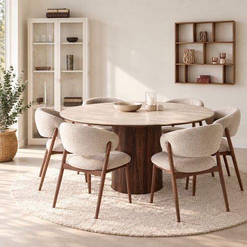 Artichok Dana houten eettafel met keramiek blad donkerbruin - Ø140 x 75 cm