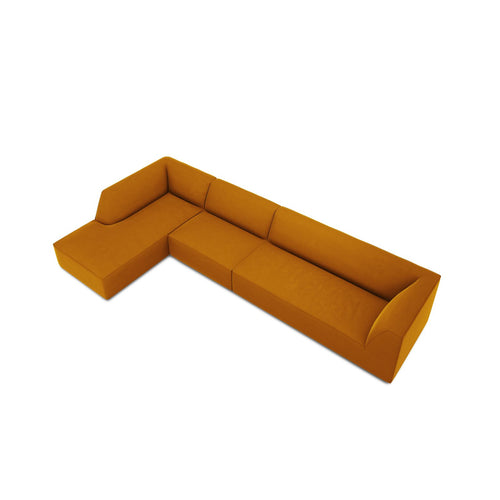 Cosmopolitan Design - Modulaire hoekbank links Siena 5-zits, flueel geel - 180x366x69cm