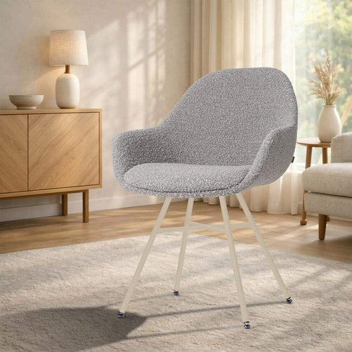 Nolon Noa-Mae eetkamerstoel bouclé taupe - beige onderstel