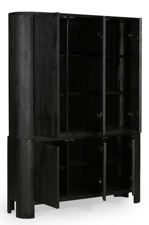 Giga Meubel Wandkast Tony - Mangohout - Zwart - 150x40x196cm - vtwonen shop