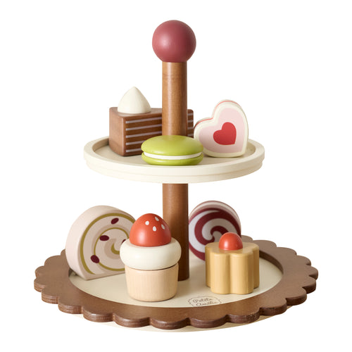 Petite Amélie Hout etagere met gebak - 10 delig - Noyer - vtwonen shop