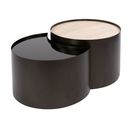 Giga Living Salontafel Metal - Organisch Travertin - Set Van 2