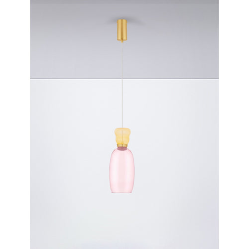 Nova Luce PLUMA Slanke hanglamp voor aan het plafond, glanzend geel, roze, goud, LED 5W 450lm 3000K