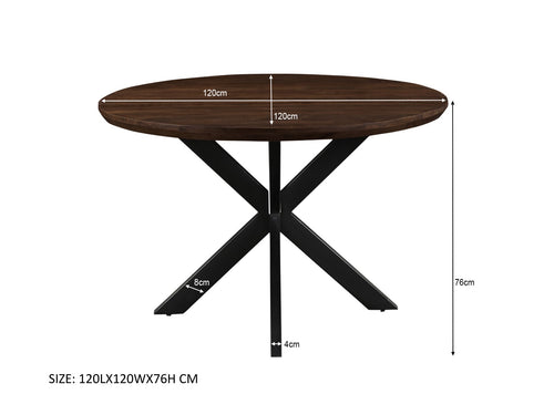 Livingfurn eetkamertafel Jesper Round - 120cm - mangohout