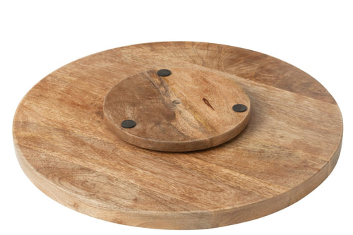 J-Line plateau Draaiend Rond Strepen - hout - blauw/wit