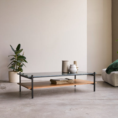 Tikamoon Massief acacia en marmeren salontafel - Naturel