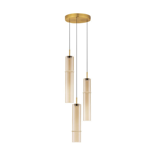 Nova Luce SANO Hanglamp met clusterdesign, glanzend geborsteld goud, cognac LED 9W 540lm 3000K