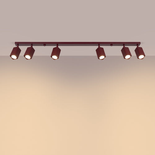 Sollux Lighting Plafondlamp RAYO 6L bordeaux - 117x6x16,5cm