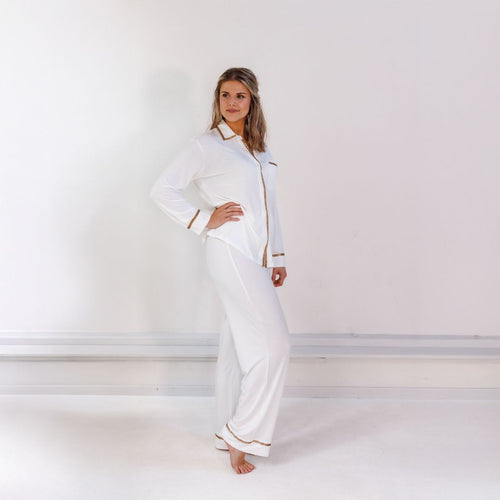 Coco & Cici - Tencel Pyjama Set - Dames - Off White - Maat M