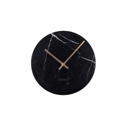 Zuiver Marble Time Klok/ Wandklok Rond Marmer Zwart - vtwonen shop