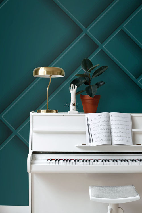 ESTAhome fotobehang wandpanelen diagonaal petrolblauw - 200 x 279 cm - 158964 - vtwonen shop