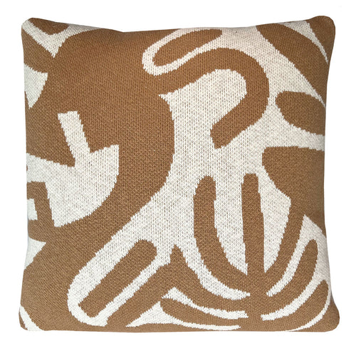 Malagoon kussen Floral victory - fudge - 50x50cm 100% organisch katoen