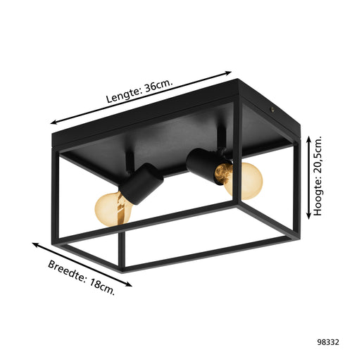 Eglo Plafondlamp Selvina 1 Staal Aluminium Zwart 10.5W 1450lm - 830 Eglo Plafondlamp Selvina 1 Staal Aluminium Zwart 10.5W 1450lm - 830