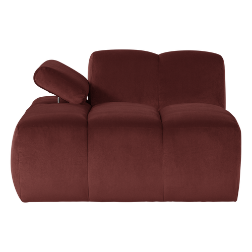 WOOOD chaise longue bank links Mojo - Velvet - Kastanjebruin - 74x124x162