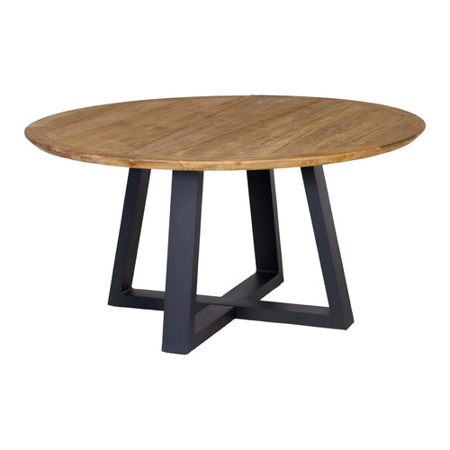 Sens-Line - Dallas teakhout - Tuintafel - Ø150 cm - Bruin/ Zwart