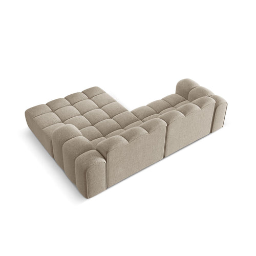 Cosmopolitan Design - Rechter hoekbank Treno 3-zits, chenille donkerbeige - 184x240x70cm