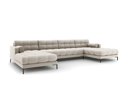 Cosmopolitan Design Panoramische bank Bali 7-zits, structurele stof, beige - 185x383x75cm